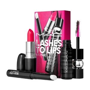 New MAC Cosmetics Lashes To Lips Kit Pink in Relentlessly Red & Black Stack(706)